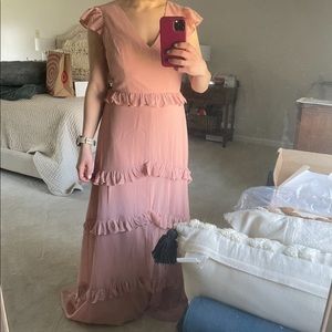 Revelry, Amelia Chiffon Dress in Antique Blush